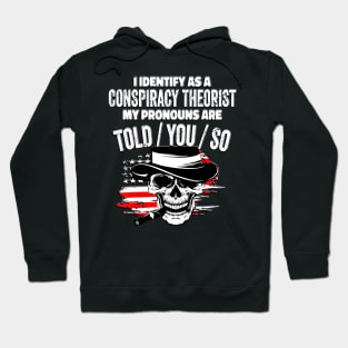 I identify as a conspiracy theorist. my pronouns told him Hoodie